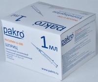 1 мл трехкомпонентный шприц Pakro инсулиновый U100 , с иглой 0,3х13, 100 шт купить в Туле